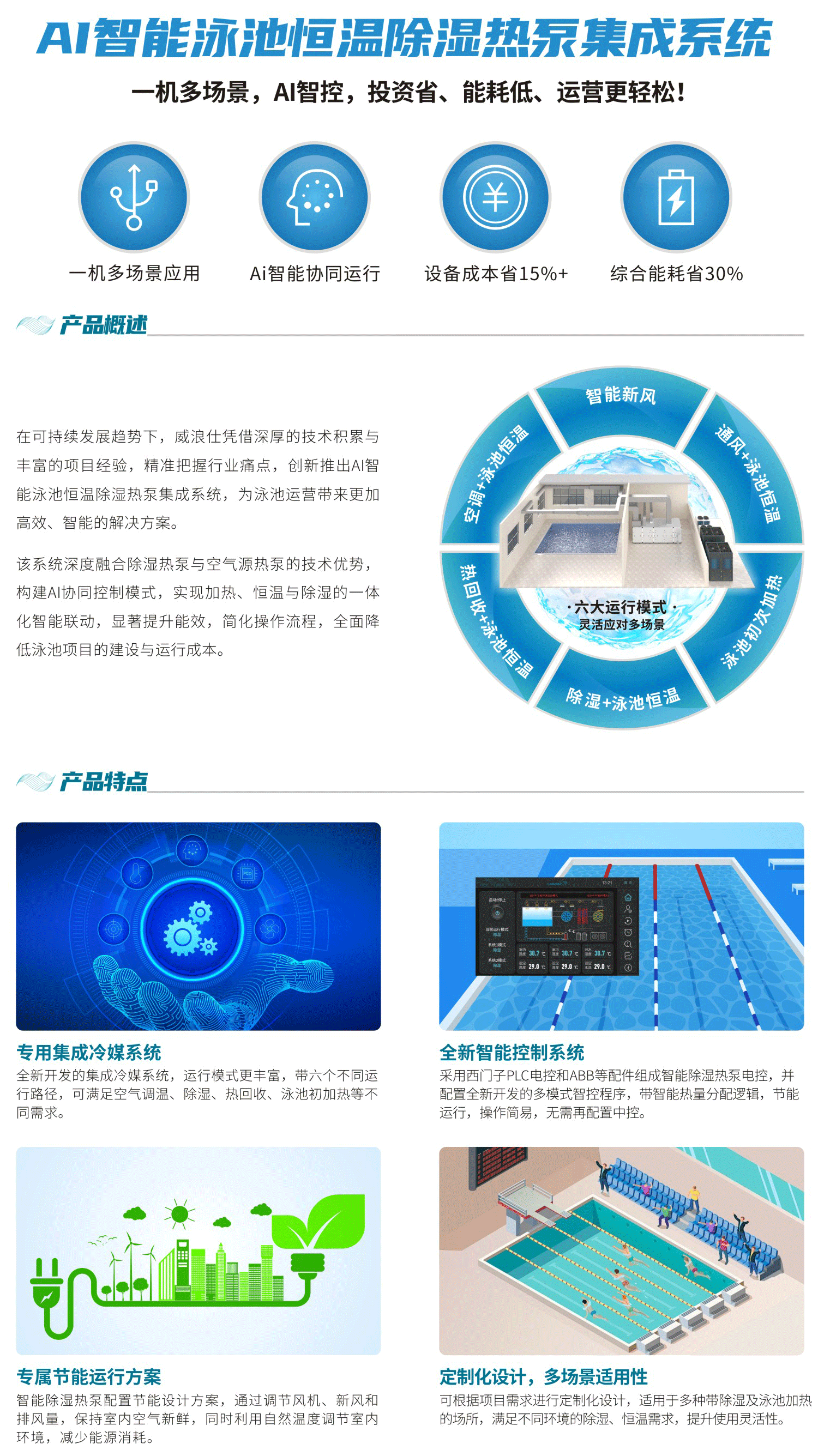 威浪仕AI智能泳池恒温除湿热泵集成系统-详情介绍