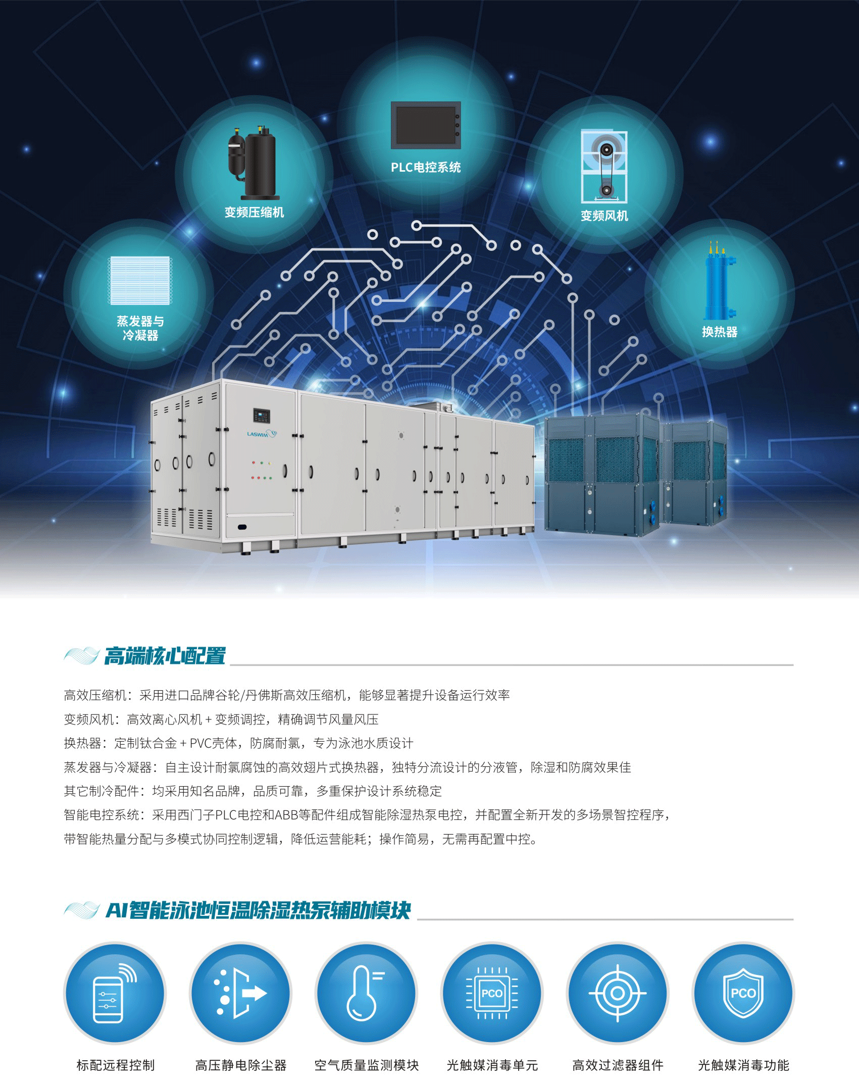 威浪仕AI智能泳池恒温除湿热泵集成系统-详情介绍1